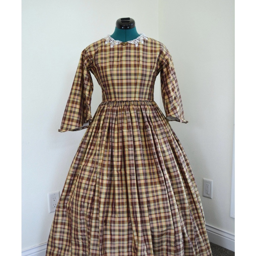 Plaid Silk Civil War 1850’s-1860’s Girls Dress